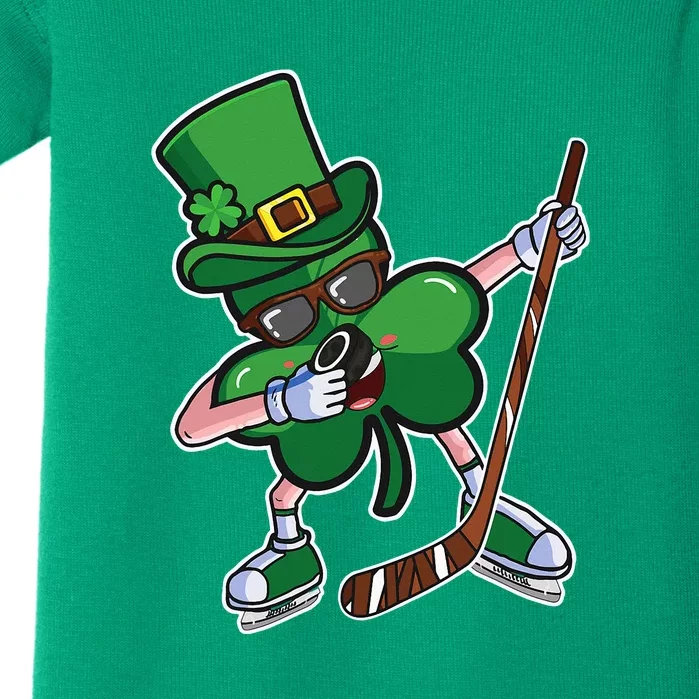 Ice Hockey St Patricks Day Hockey Shamrock Funny Baby Bodysuit