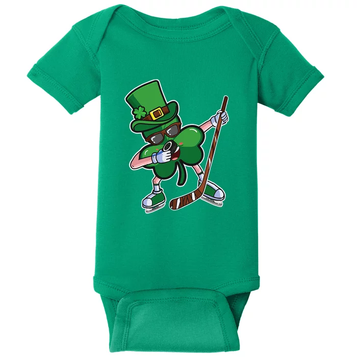 Ice Hockey St Patricks Day Hockey Shamrock Funny Baby Bodysuit