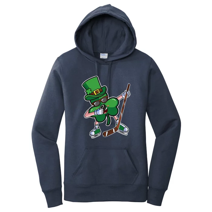 Ice Hockey St Patricks Day Hockey Shamrock Funny Women's Pullover Hoodie