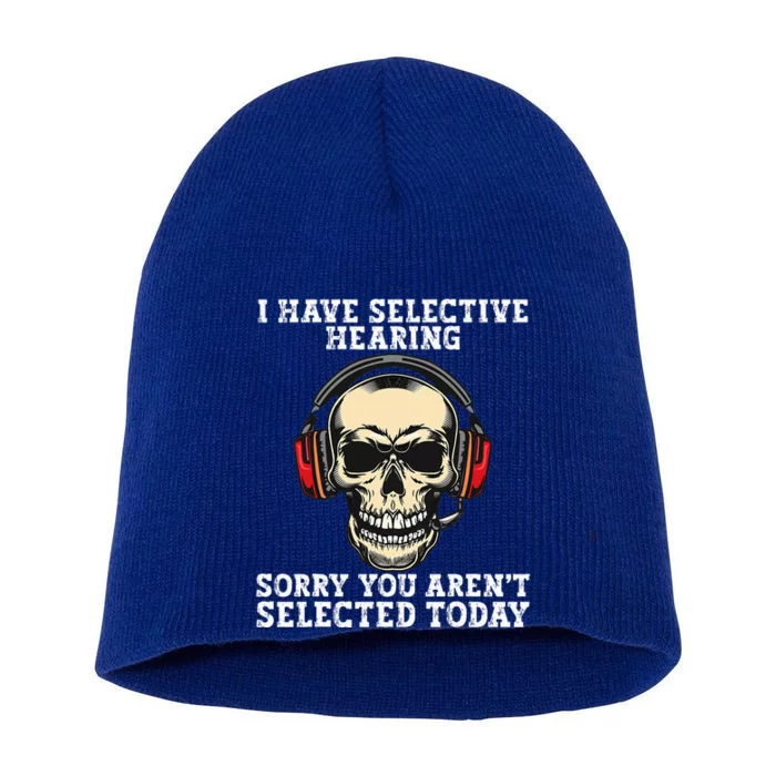 I Have Selective Hearing cool funny Skull design headphones Short Acrylic Beanie