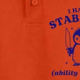 I Have Stability Ability To Stab Funny Penguin Dry Zone Grid Performance Polo