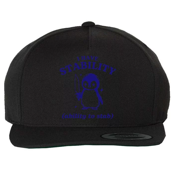 I Have Stability Ability To Stab Funny Penguin Wool Snapback Cap