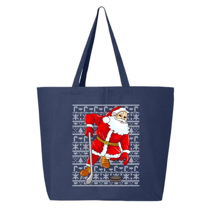 Ice Hockey Santa Claus Ugly Christmas Pattern Gift 25L Jumbo Tote