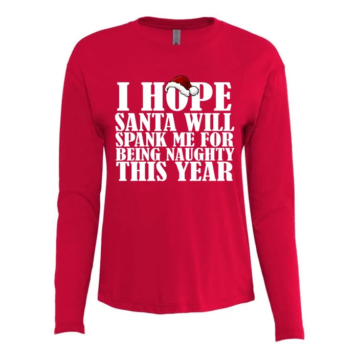 I Hope Santa Will Spank Me For Being Naughty This Year Womens Cotton Relaxed Long Sleeve T-Shirt