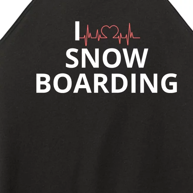 I Heart Snow Boarding With Red Heart, I Love Snow Boarding Women’s Perfect Tri Rocker Tank