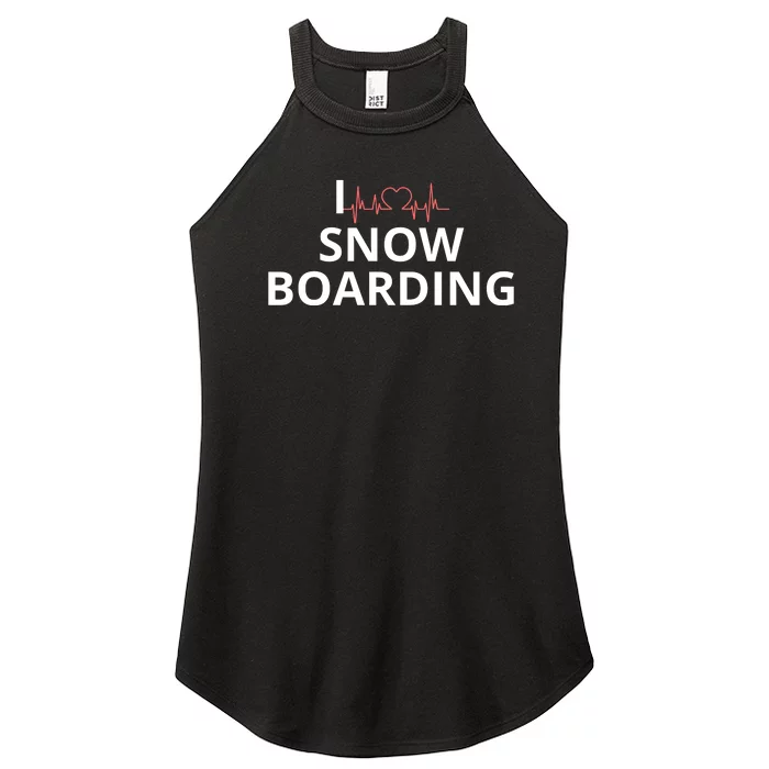 I Heart Snow Boarding With Red Heart, I Love Snow Boarding Women’s Perfect Tri Rocker Tank