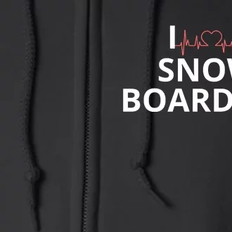 I Heart Snow Boarding With Red Heart, I Love Snow Boarding Full Zip Hoodie