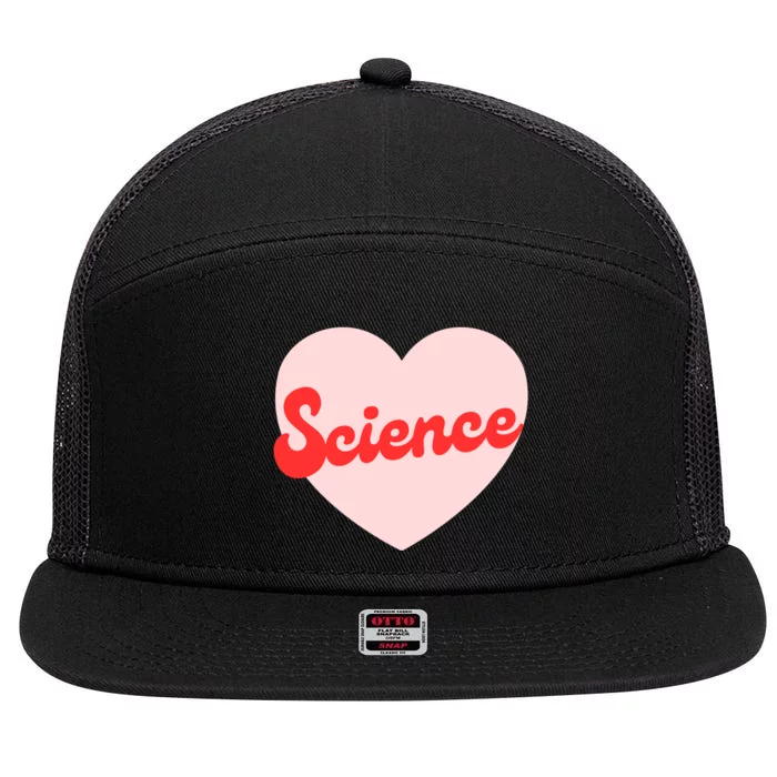 I Heart Science Funny Science Lover Gift 7 Panel Mesh Trucker Snapback Hat