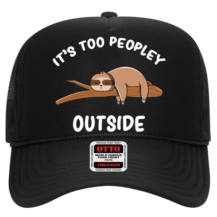 Introvert Humor Sloth Antisocial Sarcasm High Crown Mesh Trucker Hat