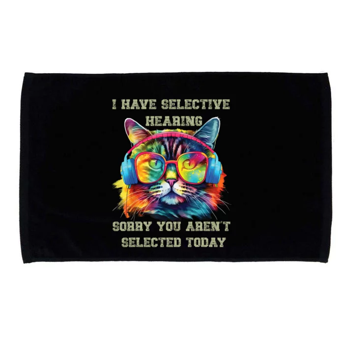 I Have Selective Hearing Cool Funny Cat Design Headphones Microfiber Hand Towel