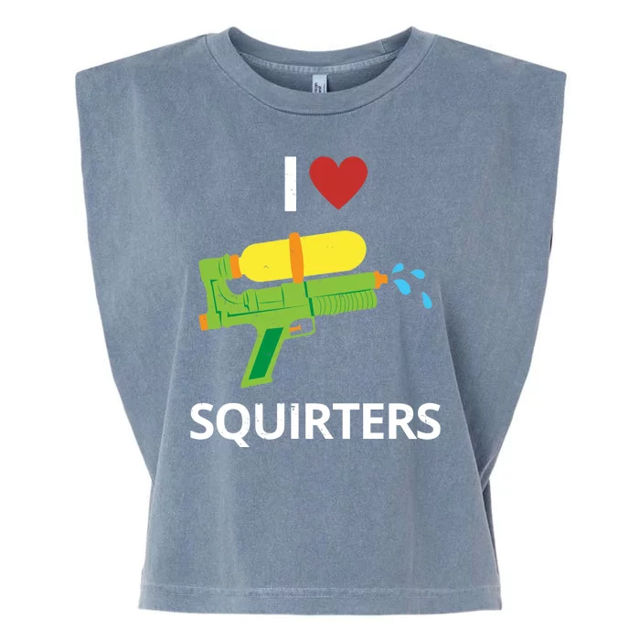 I Heart Squirters Funny Water Gun Garment-Dyed Women's Muscle Tee