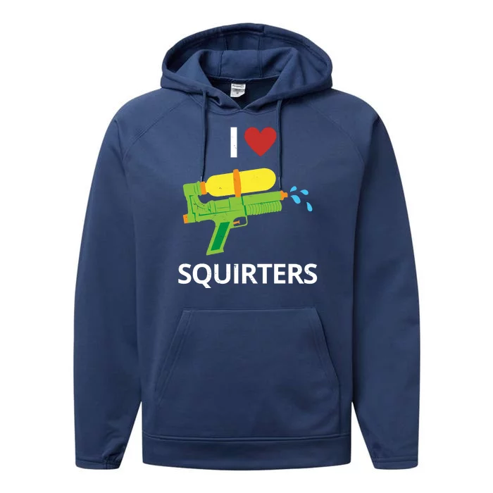 I Heart Squirters Funny Water Gun Performance Fleece Hoodie