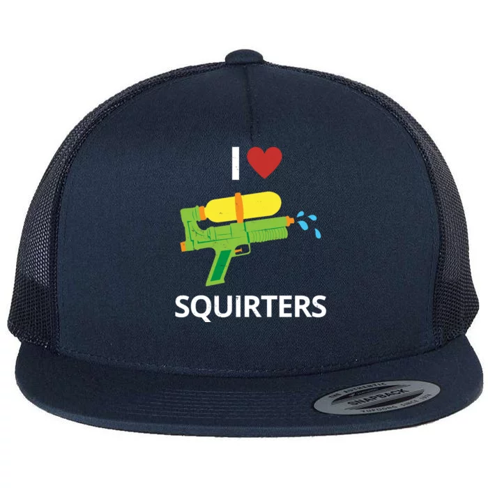 I Heart Squirters Funny Water Gun Flat Bill Trucker Hat