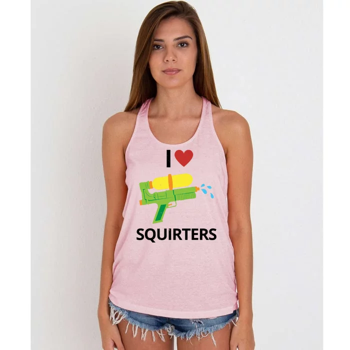 I Heart Squirters Funny Water Gun Women's Knotted Racerback Tank