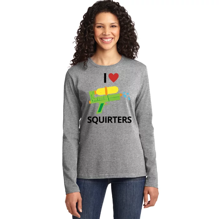 I Heart Squirters Funny Water Gun Ladies Long Sleeve Shirt