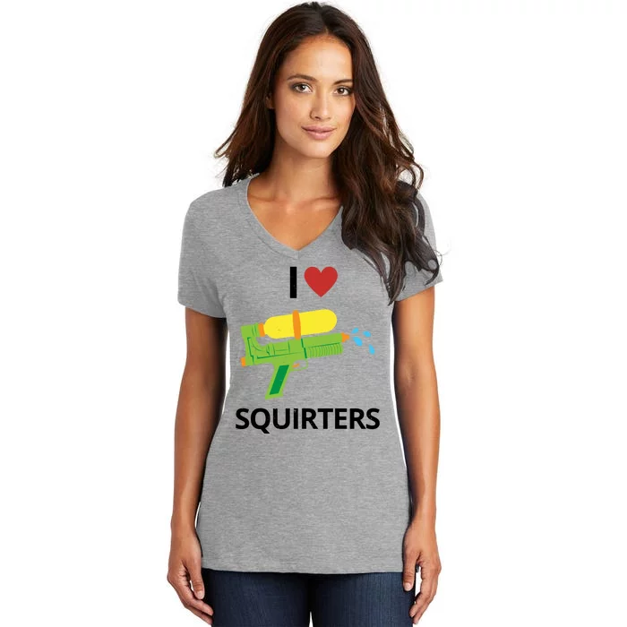 I Heart Squirters Funny Water Gun Women's V-Neck T-Shirt