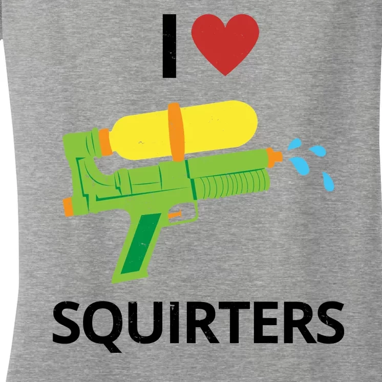 I Heart Squirters Funny Water Gun Women's V-Neck T-Shirt