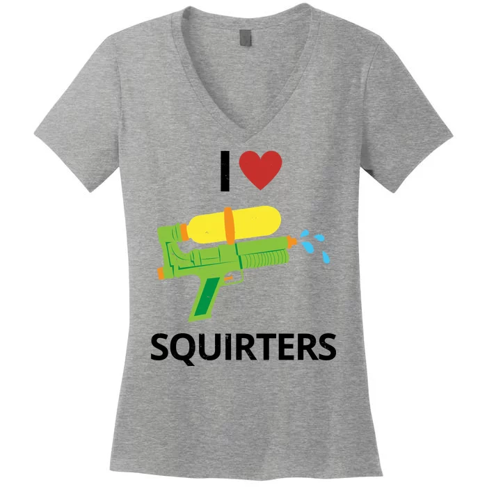 I Heart Squirters Funny Water Gun Women's V-Neck T-Shirt