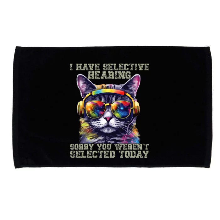 I Have Selective Hearing cool funny cat design headphones Microfiber Hand Towel