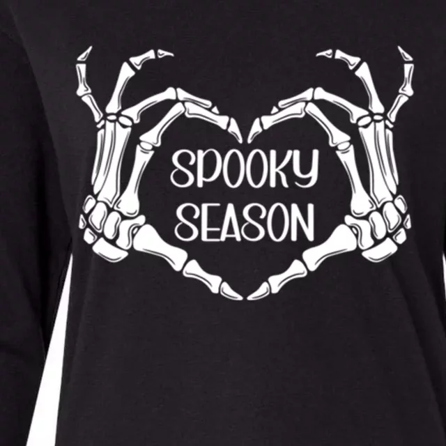 I Heart Spooky Season Halloween Skeleton Heart Hands Gift Womens Cotton Relaxed Long Sleeve T-Shirt