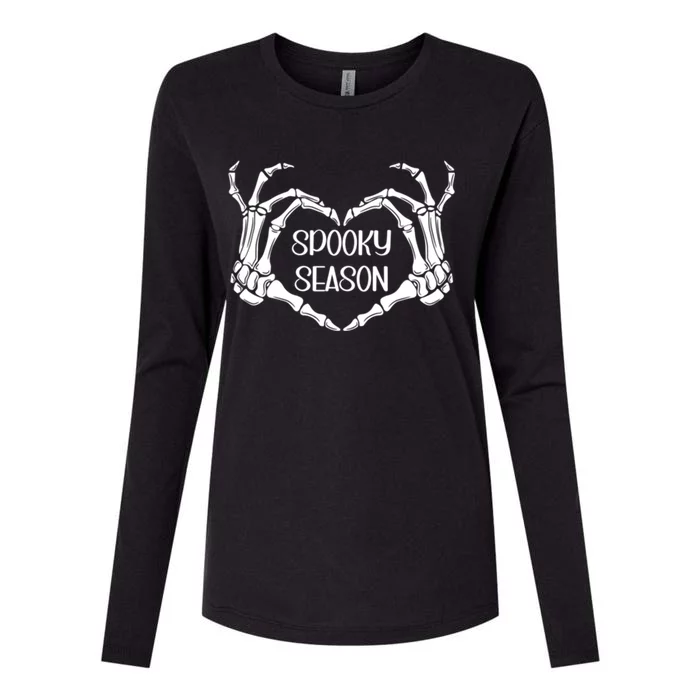 I Heart Spooky Season Halloween Skeleton Heart Hands Gift Womens Cotton Relaxed Long Sleeve T-Shirt