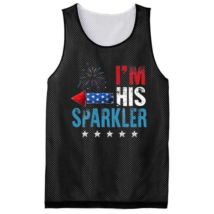 I'm His Sparkler His And Her 4th Of July Matching Couples Mesh Reversible Basketball Jersey Tank