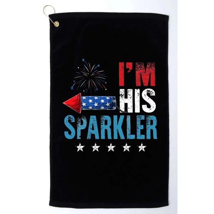 I'm His Sparkler His And Her 4th Of July Matching Couples Platinum Collection Golf Towel