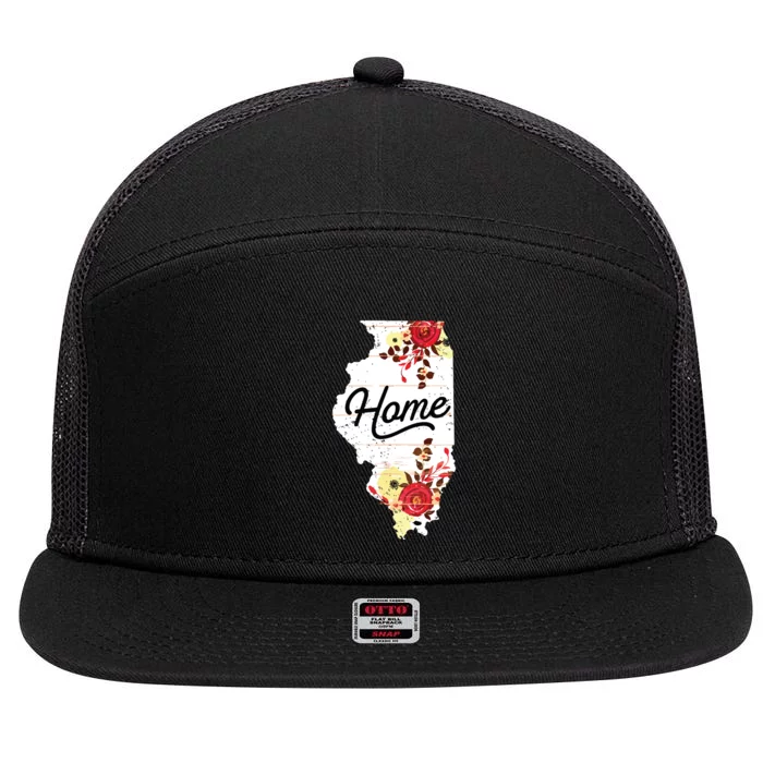 Illinois Home Shirts For Women Floral Illinois 7 Panel Mesh Trucker Snapback Hat