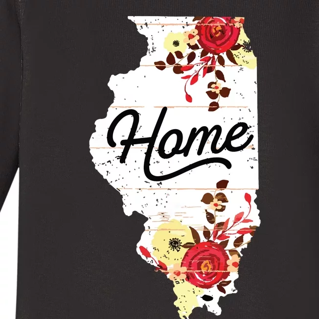 Illinois Home Shirts For Women Floral Illinois Baby Long Sleeve Bodysuit