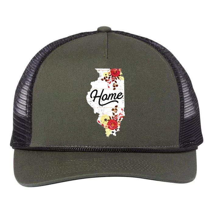 Illinois Home Shirts For Women Floral Illinois Retro Rope Trucker Hat Cap