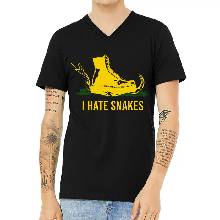 I Hate Snakes Don't Thread On Me Flag V-Neck T-Shirt