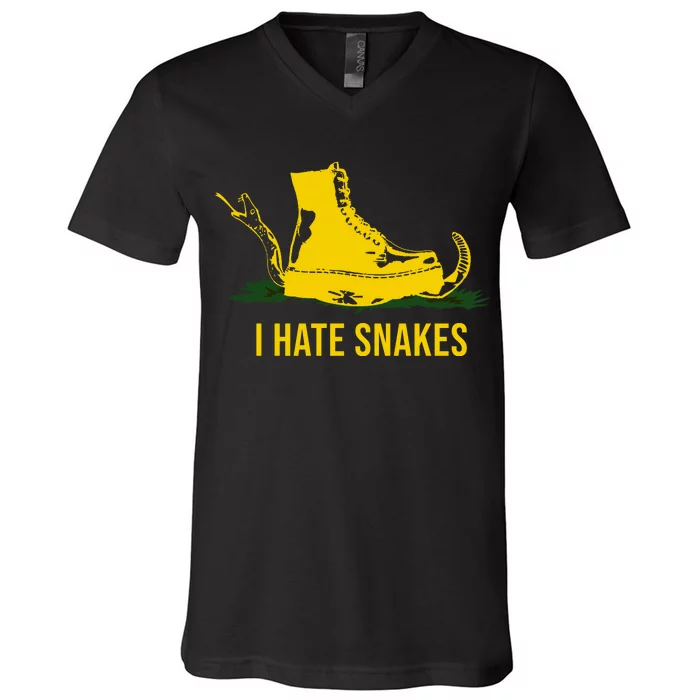 I Hate Snakes Don't Thread On Me Flag V-Neck T-Shirt