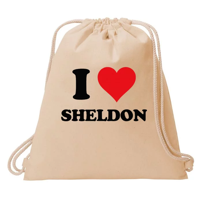 I Heart Sheldon First Name I Love Personalized Stuff Drawstring Bag