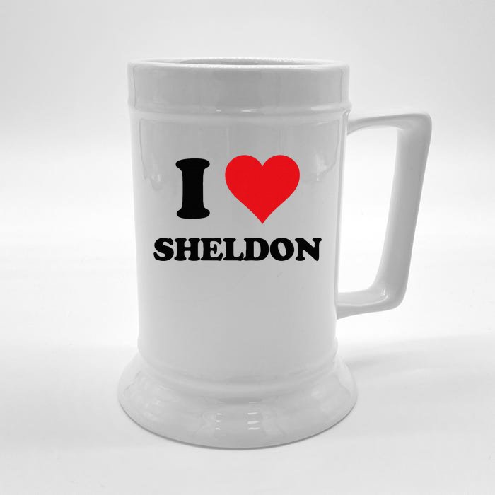 I Heart Sheldon First Name I Love Personalized Stuff Front & Back Beer Stein