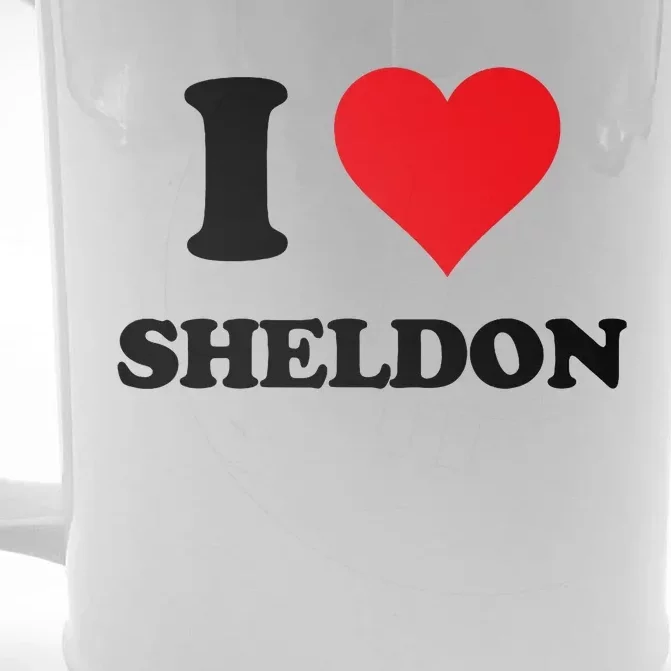 I Heart Sheldon First Name I Love Personalized Stuff Front & Back Beer Stein