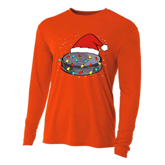 Ice Hockey Santa Christmas Sports Cute Gift Cooling Performance Long Sleeve Crew