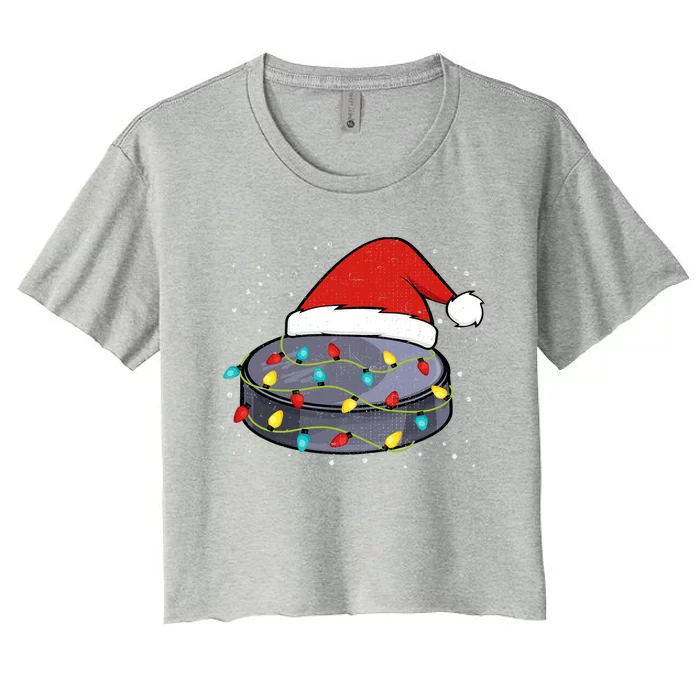 Ice Hockey Santa Christmas Sports Cute Gift Women's Crop Top Tee