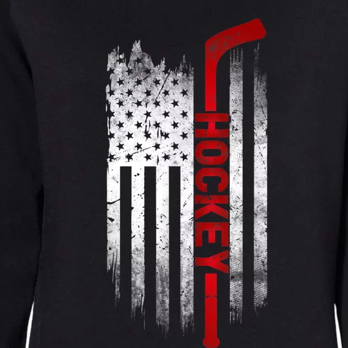 Ice Hockey Stick USA Flag Sports Patriotic Hockey Player Womens California Wash Sweatshirt