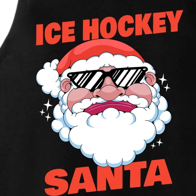 Ice Hockey Santa Funny Christmas Ice Hockey Player Funny Gift Ladies Tri-Blend Wicking Tank