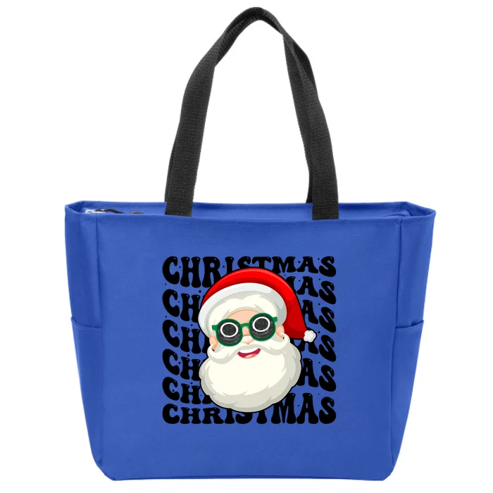 Ice Hockey Santa Groovy Christmas Ice Hockey Player Xmas Gift Zip Tote Bag