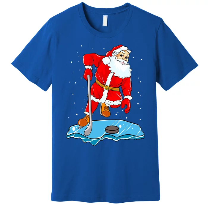 Ice Hockey Santa Claus Christmas Player Coach Team Dad Gift Premium T-Shirt