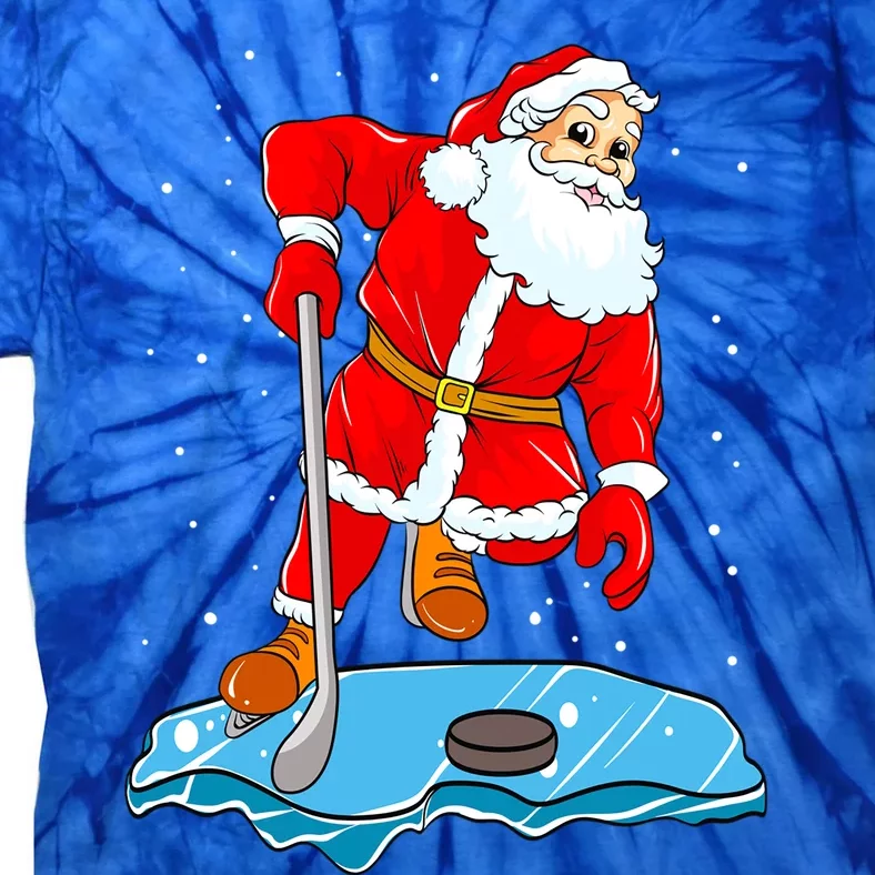 Ice Hockey Santa Claus Christmas Player Coach Team Dad Gift Tie-Dye T-Shirt