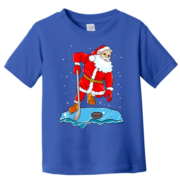 Ice Hockey Santa Claus Christmas Player Coach Team Dad Gift Toddler T-Shirt