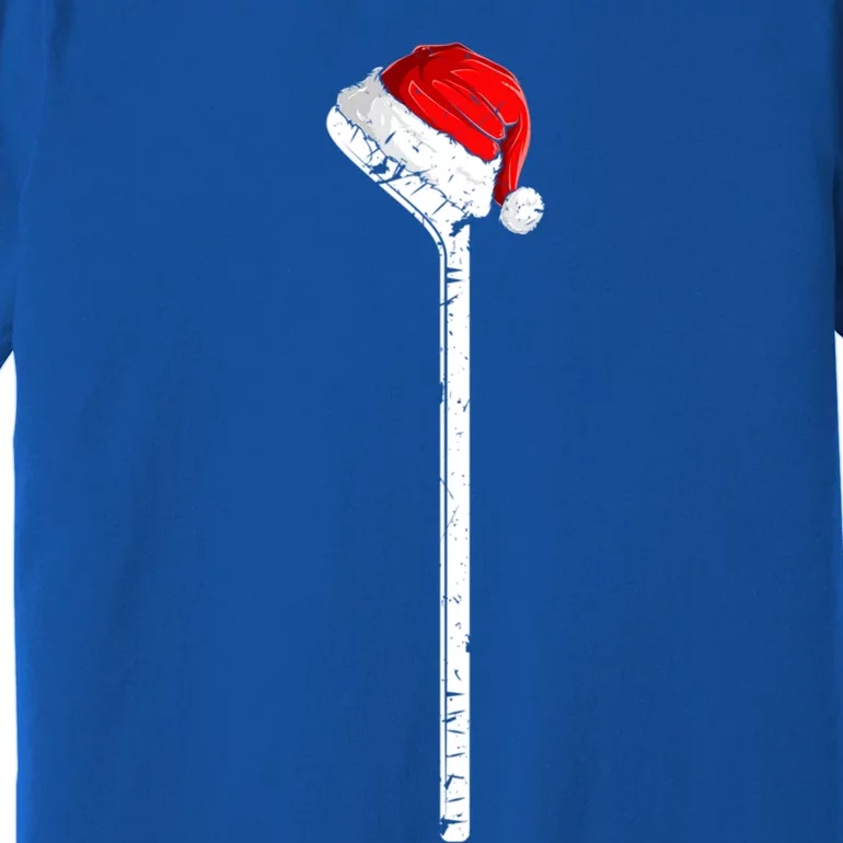 Ice Hockey Stick Santa Hat Christmas Gift Premium T-Shirt