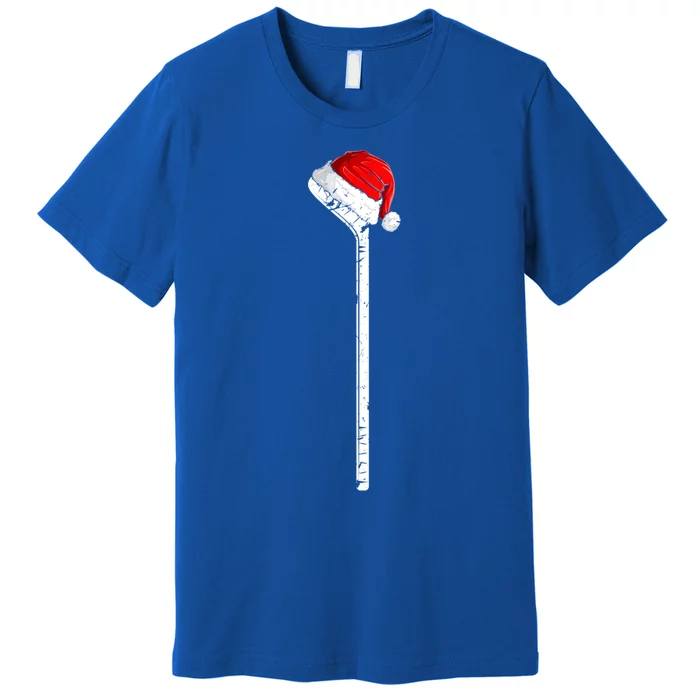 Ice Hockey Stick Santa Hat Christmas Gift Premium T-Shirt