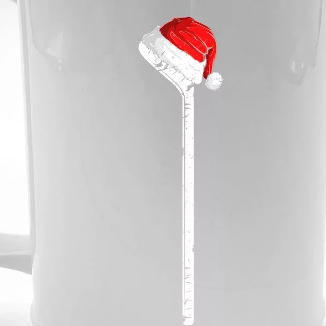 Ice Hockey Stick Santa Hat Christmas Gift Front & Back Beer Stein