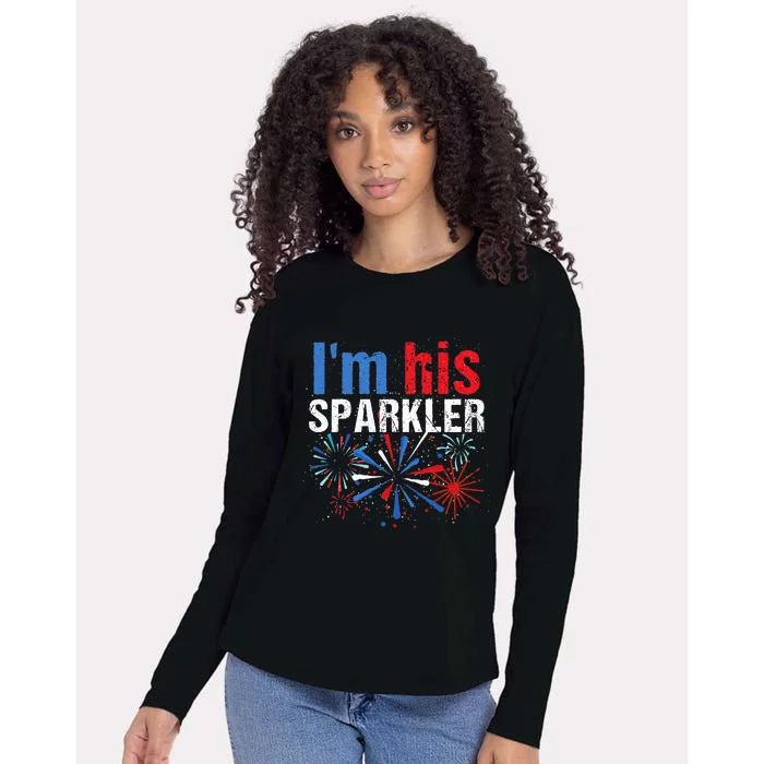 I'm Her Sparkler His And Her 4th of July Matching Couples Womens Cotton Relaxed Long Sleeve T-Shirt