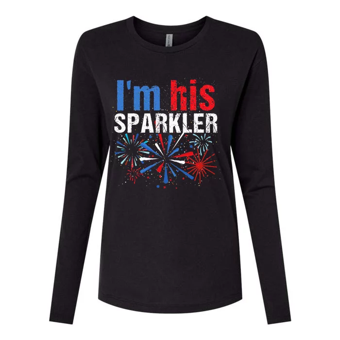 I'm Her Sparkler His And Her 4th of July Matching Couples Womens Cotton Relaxed Long Sleeve T-Shirt