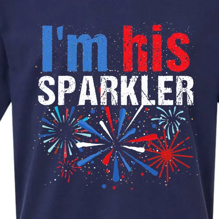 I'm Her Sparkler His And Her 4th of July Matching Couples Sueded Cloud Jersey T-Shirt