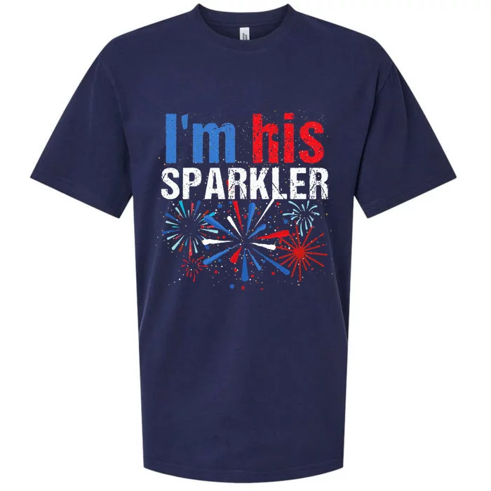 I'm Her Sparkler His And Her 4th of July Matching Couples Sueded Cloud Jersey T-Shirt